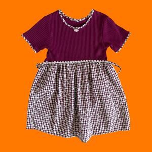 90's vintage grunge plaid floral rosette kids little girls babydoll dress Size 4